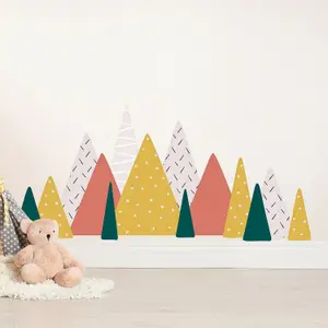 Walplus Colourful Mountains Landscape, Scandinavian Style, Yellow, Children Wall Sticker Kids Sticker PVC Multicoloured