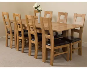 Richmond 140cm - 220cm Oak Extending Dining Table and 8 Chairs Dining Set with Yale Chairs