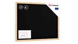 ALLboards Black chalkboard 120x90 cm natural wooden frame