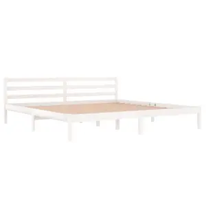 Berkfield Day Bed Solid Wood Pine 200x200 cm Super King White