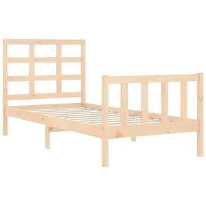 Berkfield Bed Frame with Headboard Small Single Solid Wood