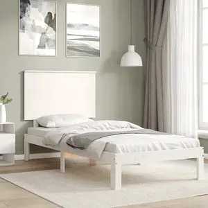 Berkfield Bed Frame with Headboard White 100x200 cm Solid Wood