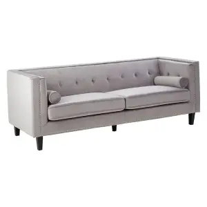 Interiors by Premier Felisa 3 Seat Grey Velvet Sofa