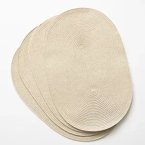 Wipe Clean Woven Oval Placemats Almond Set of 4 29cm x 44cm