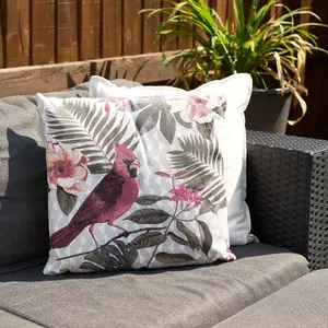 Pink Tropical Birds Outdoor Garden Cushion - 42 x 42cm