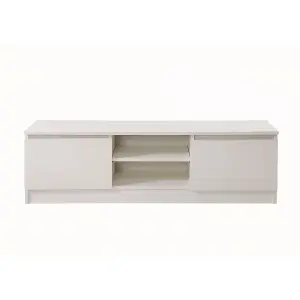 Modern TV Unit 120cm Media Cabinet 2 Doors + Shelf White Turin