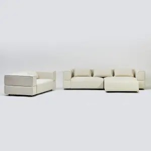 Aurora 2 and 4 Seater Sofa in Mikah Vanilla with Ottoman