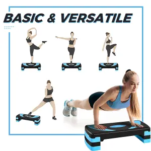 Yaheetech Blue Compact Size Aerobic Stepper with Risers