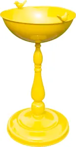 Outdoor Garden Free Standing Weatherproof Bird Design Pedestal Yellow Bird Bath