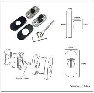 Slim Bathroom Turn Lock with Matt Black Finish