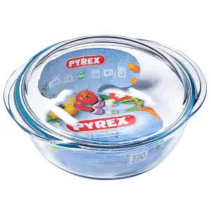 Pyrex 2.3 Litre Round Borosilicate Glass Casserole