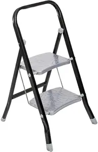 Heavy Duty Folding 2 Step Ladder With Non Slip Feet Metal Steel Home Diy