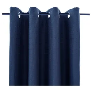 Moggo Navy Chevron Lined Eyelet Curtain (W)228cm (L)228cm, Pair