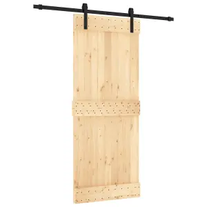 Berkfield Sliding Door with Hardware Set 85x210 cm Solid Wood Pine