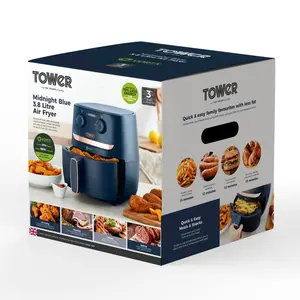 Tower Vortx Air Fryer with Manual Controls, 1500W, 3.8L Midnight Blue