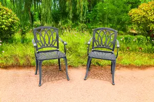 Centurion Supports Positano 2-Large Garden and Patio Chairs with Armrests in Cast Aluminium Grey