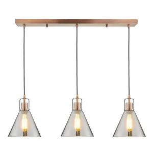 Inlight Dafyd Cone Antique copper effect 3 Lamp LED Pendant ceiling light, (Dia)900mm