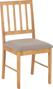 Austin Pair of Chairs in Oak Effect and Grey Fabric - Priced per Pair