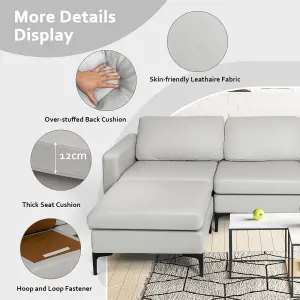 Costway Convertible Sectional Sofa L-Shaped 3-Seat Sofa Couch w/ Removable Ottoman