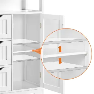 Yaheetech White Bathroom Floor Cabinet Storage Organizer w/ Drawers and Shelves