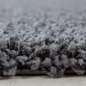 Modern Large Dark Grey Shaggy Area Rugs 50mm/5cm Thick Fluffy Rugs Living Room Decor - 160x230 cm