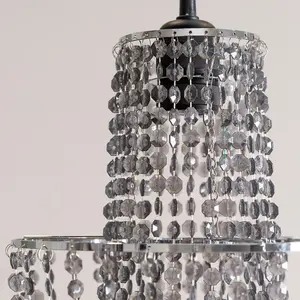 ValueLights Tegan Black Jewel Acrylic Droplet Chandelier Easy Fit Ceiling Light Shade - Bulb Included