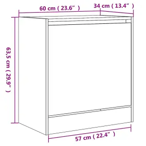 Berkfield Shoe Cabinet Grey Sonoma 60x34x63.5 cm Engineered Wood