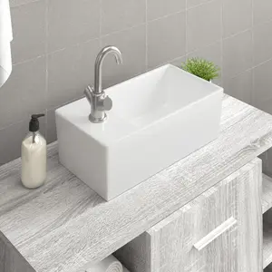 Latryce White Ceramic Rectangular Bathroom Sink