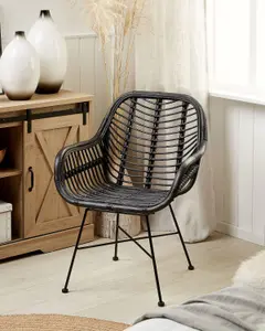 Dining Chair CANORA Rattan Black