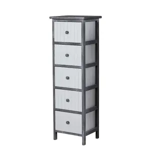 Home Source Mosbach Wooden 5 Drawer Black and White Storage Chest