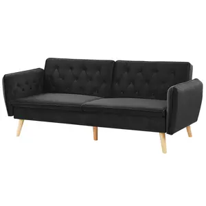 Beliani Modern Sofa Bed BARDU Black Velvet