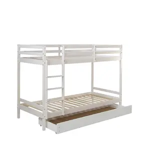 Timpson Bunk Bed With Drawer 90 X 200 Cm Double Bunk Bed Children'S Bed Loft Bed Slatted Frame