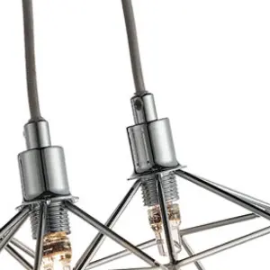 nielsen Ropely Retro Style Metal Basket Cage 5 Light Cluster Ceiling Pendant with Chrome Shades, 43cm Wide