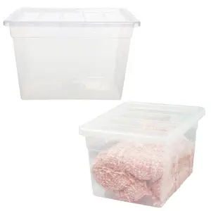 3 x 96 Litre Strong Clear Transparent Storage Containers Ideal For Clothes & Books