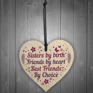 Red Ocean Handmade Sister Friendship Gift For Birthday Wooden Hanging Heart Sister Thank You Gifts Best Friend Sign