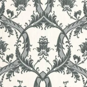 Milano Damask Wallpaper Fine Decor Heavyweight Vinyl White Textured Glitter