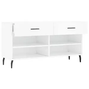 Berkfield Shoe Bench High Gloss White 102x35x55 cm Engineered Wood