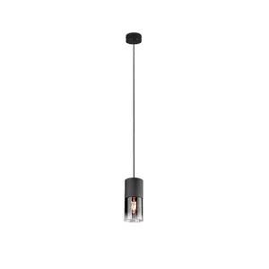 Luminosa Robin Modern Slim Pendant Ceiling Light Black Matt - UK Stock