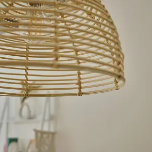 ValueLights Lobster Wicker Rattan Cream Ceiling Pendant Light Shade