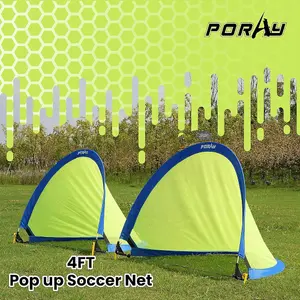 Pop Up Football Goal Soccer Net 121x81cm / 4ft, Set of 2 - Portable Garden Park Target Practice Training Posts with 8 Field Cones