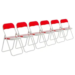 Harbour Housewares - Coloured Padded Folding Chairs - Red - Pack of 6