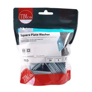 TIMCO Square Plate Washers Silver - M10 x 50 x 50 x 3 (30pcs)