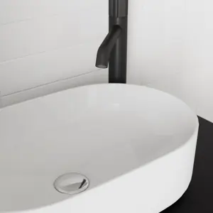 GoodHome Levanna Slim Gloss White Oblong Counter top Basin (W)48cm