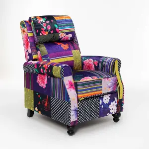 Fabric Patchwork Mary Manual Recliner Chair