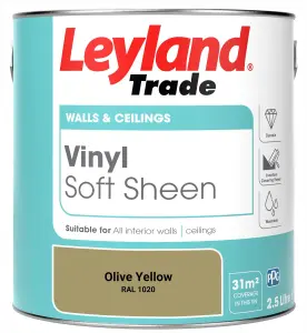 Leyland Trade Vinyl Soft Sheen Walls & Ceilings Emulsion Paint Olive Yellow (RAL 1020) - 2.5L