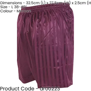 L - MAROON Adult Sports Continental Stripe Training Shorts Bottoms - Football