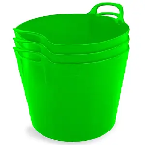 42L Lime Green Flexi Tubs- Multi Purpose Flexible Storage Container Buckets- Set of 3