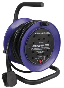 PRO ELEC - 4-Gang Mini Cable Reel Mains Extension, 10m