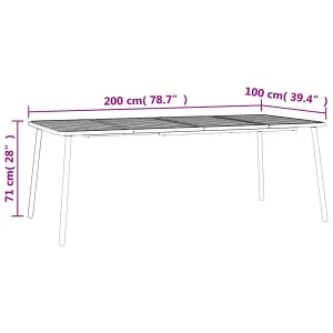 Berkfield Garden Table Anthracite 200x100x71 cm Steel