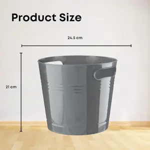 MantraRaj 6 Litre Plastic Handy Plastic Bin Basket Waste Paper Bin Trash Can Lightweight Rubbish Bin (Grey)